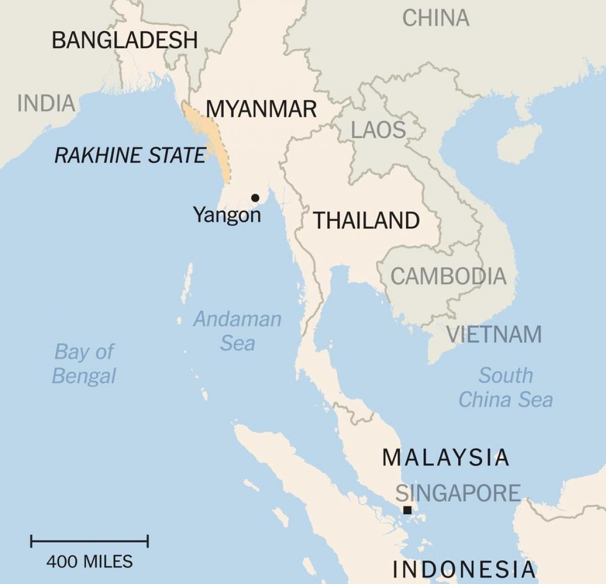 rakhine Мьянмар улсын газрын зураг