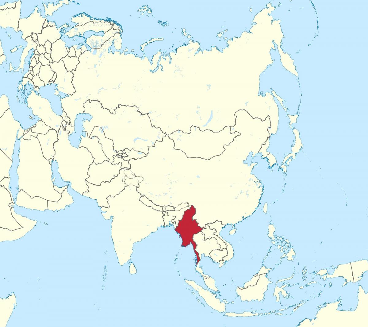 дэлхийн газрын зураг Мьянмар Бирм