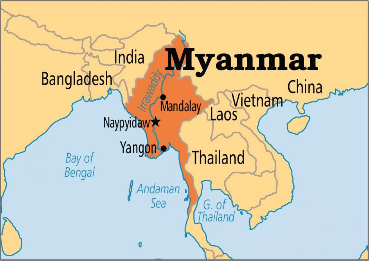 байршил Мьянмар дахь дэлхийн газрын зураг нь