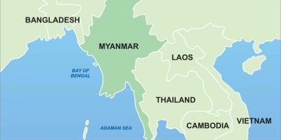 Мьянмар газрын зураг дээр азийн